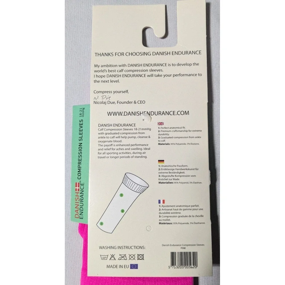 DANISH ENDURANCE (4 Pack) Women Medium Pink 18-21 mmHg Compression‎ Sleeves NEW